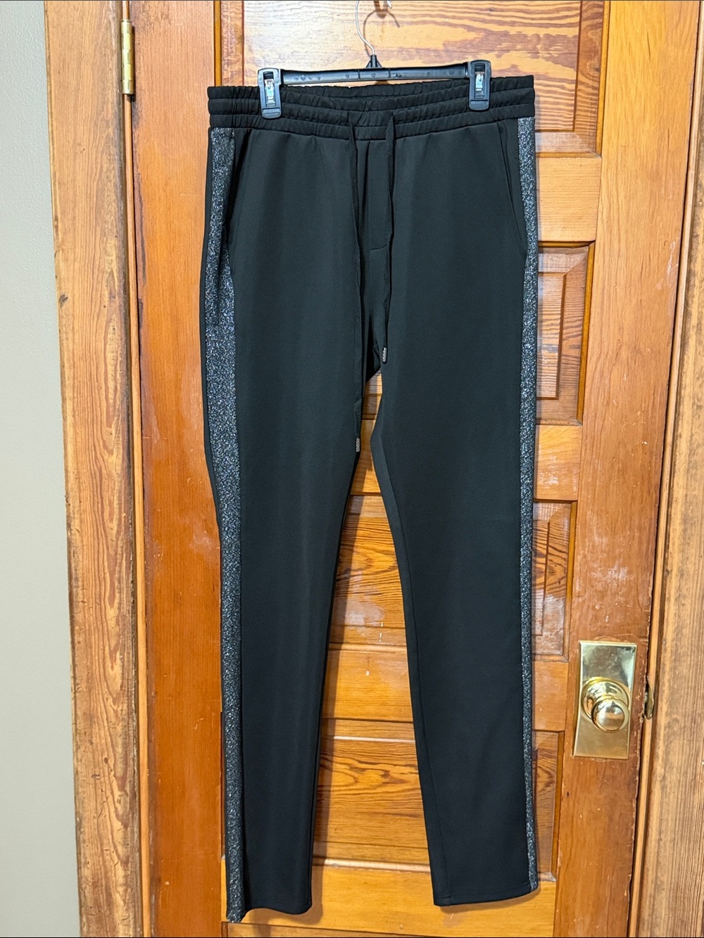 Stacy Adams Black Silver Pants Elastic Waist, 3 Pockets Size XL See Measurements